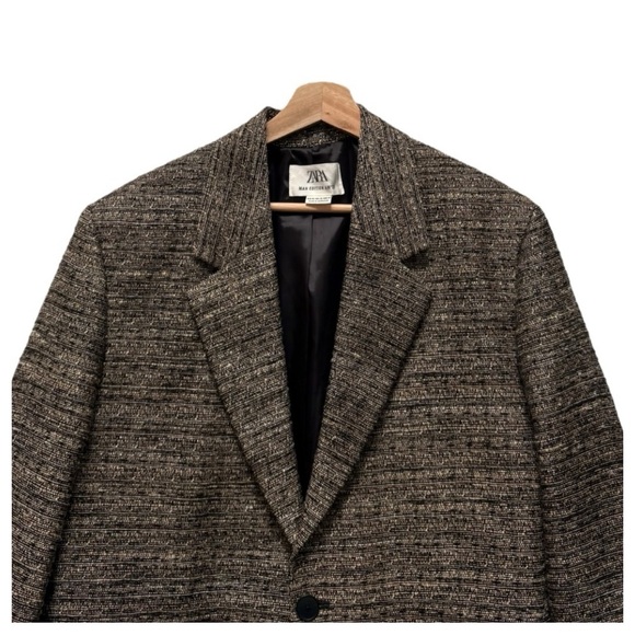 Zara Mens Hemp Silk Blend Blazer Size XL - Picture 3 of 9